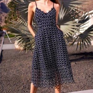 Gianni Bini Irma Navy and White Eyelet Nautical Dress